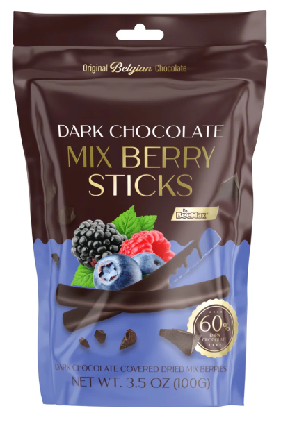 BeeMax Dark Chocolate Mix Berry Sticks 3.5oz 12ct